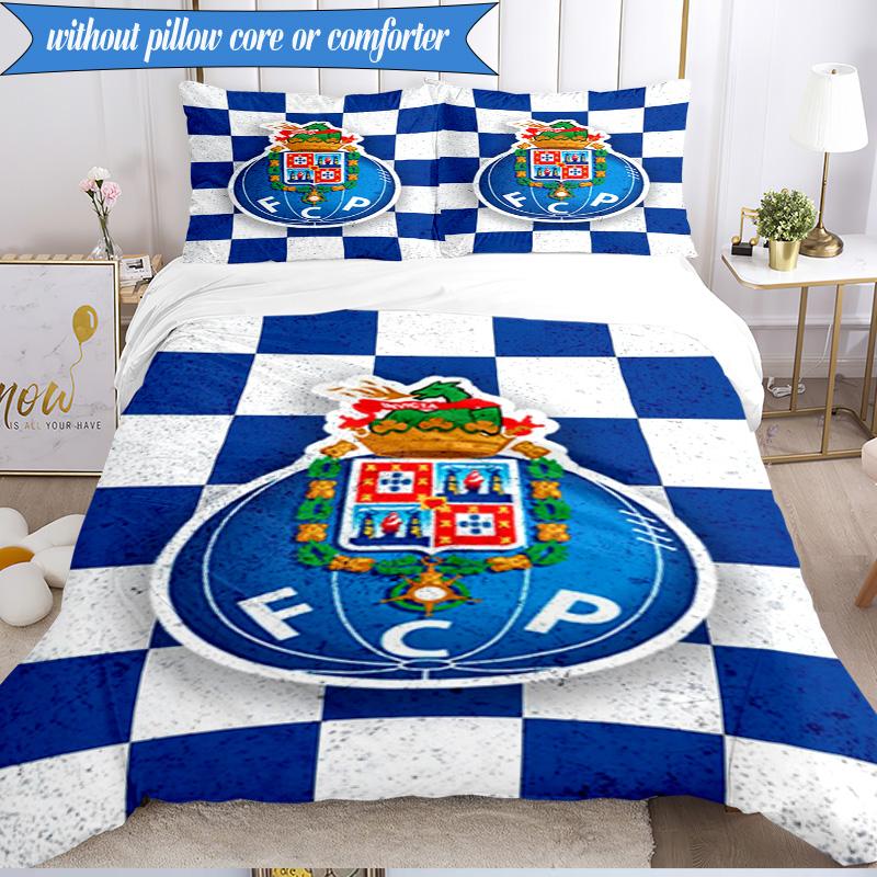 Set Biancheria da Letto Morbido Stampato Design FC Porto 3 Pezzi, Include 1 Federa Copripiumino e 2 Federe Federe Perfetto per Camera da Letto, Dormitorio, Regalo per Fan