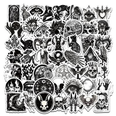 50 Stile Gotico Bianco e Nero Stile Gotico Punk Horror Quaderno Adesivi Graffiti