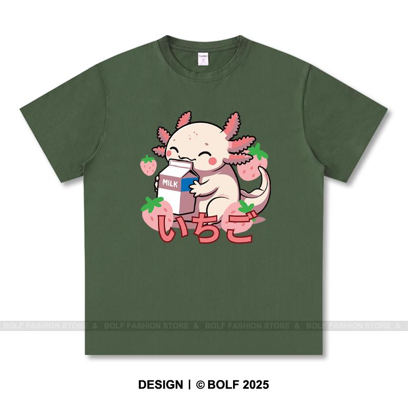 Japanese Kawaii Animal Printed T-Shirt 100% Cotton Oversized Cute Graphic Tees for Men Women Summer Tops Anime Streetwear