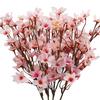 Artificial Peach Blossom Branches Decor No Withering Fake Flowers Silk Spring Faux Flowers Peach Bouquet for Home Living Room Bedroom