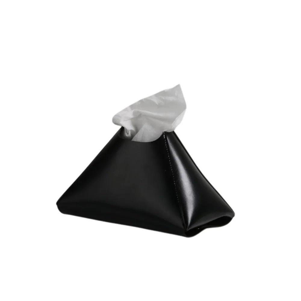1pc Triangular PU Tissue Box Modern Style Waterproof Tissue Container Decorative Simple Car Tissue Box Car Interior чёрный