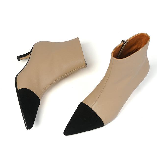 

Зимняя женская обувь, ботильоны из натуральной кожи разных цветов, лаконичные женские ботинки на молнии с острым носком, Zapatos De Mujer на тонком каблуке 34