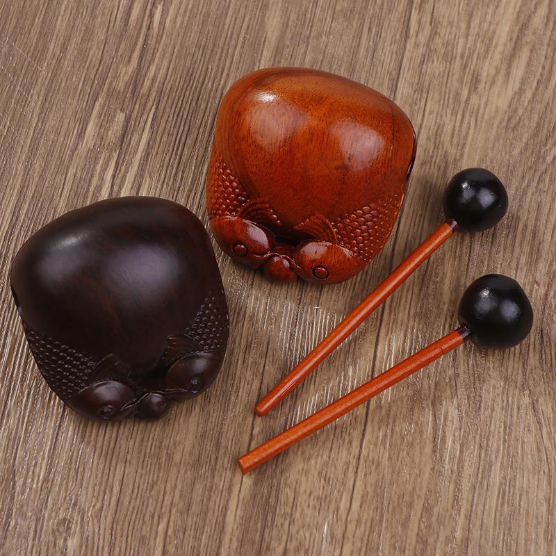Solid Wood Tone Fish Percussion Instrument - Ideal For Buddhist Decor, Home & Temple Ornament Wooden Fish Musical Ornaments