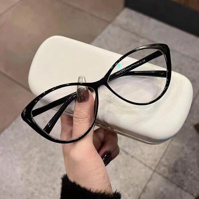 Grandes Lunettes de Prescription Œil de Chat pour Femmes - Style Rétro Coréen, Anti-Lumière Bleue, Monture Simple