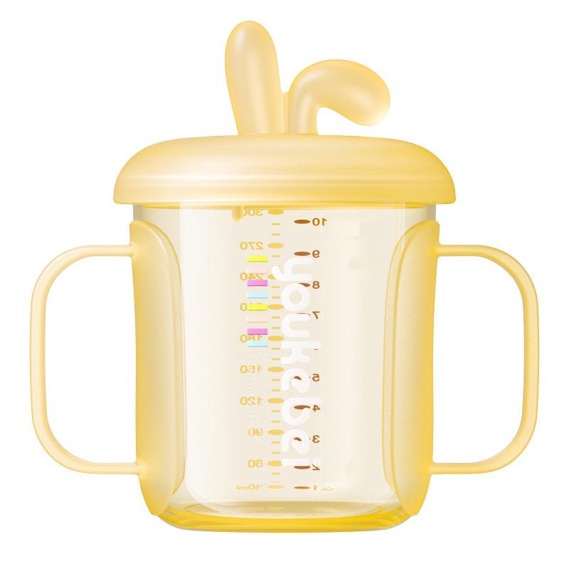 PPSU Children's Double-Handled Sippy Cup with Straw – Insulated and Heat-Resistant for Milk, Juice, and Water.