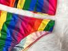 Regenbogenstreifen Reißverschluss Schlitz Zweiteiliges Bikini-Set