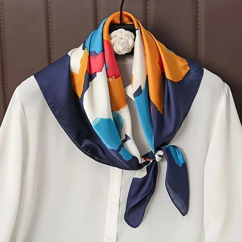 70 Silk Scarf: High-End Korean Style, Versatile Professional Imitation Silk, Retro Printed Women's Scarf