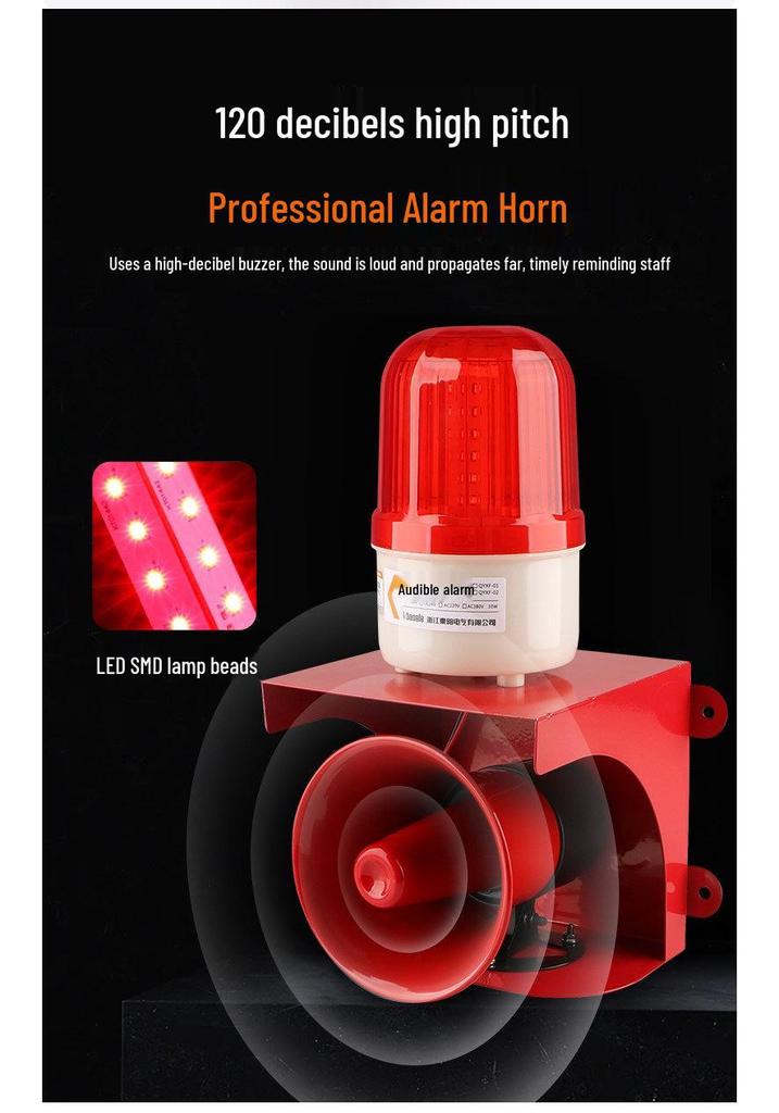 WIFI-Connected 220V Sound & Light Industrial Alarm Horn with Remote Control