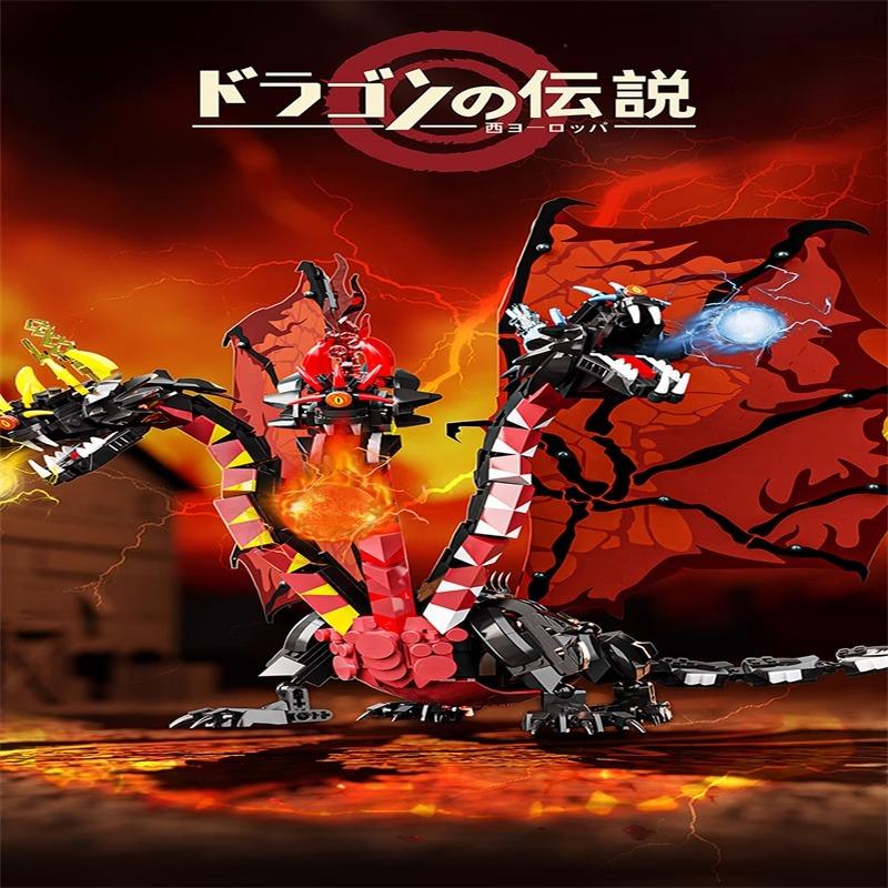 994PCS MOC Building Blocks Set Three Head Flying Dragon Sail Joint Adjustable Wings Movable Da Legend Children's Toy Gift