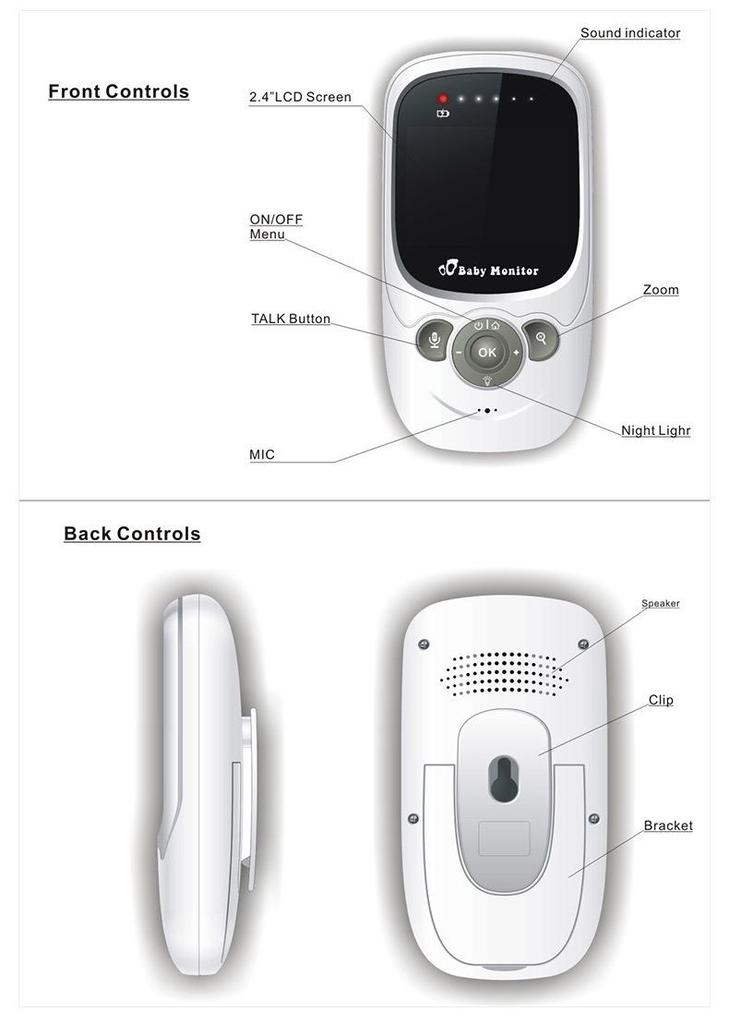 2.4-Inch Wireless Digital Baby Monitor with Temperature, Music, and Voice Control