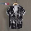 Cămașă hawaiană cu model de bambus, cămașă cu mânecă scurtă pentru bărbați, ocazional, cu imprimeu, pentru vacanță pe plajă de vară