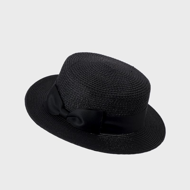Flat Top Hat Women's Summer Straw Hat Seaside Beach Sunshade Hat