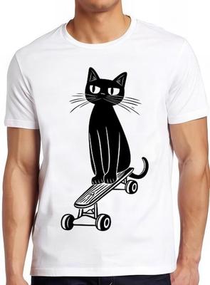 Skateboard Cat Skateboarding Crazy Skate Punk Kitten Sketch Weird Humorous Hilarious Witty Funny Music Gift Tee T Shirt 2380