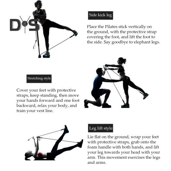 Pilates Bar with Resistance Band Strength Training Body Stretching Leg Hip Waist Arm Exercise Bar Home Gym Workout Men Women Fitness Equipment