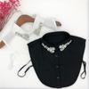 Women's Rhinestone Faux Collar Chiffon Blouse M