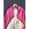 Pure Cotton Bandage Dress Rose Pink Shirt for Women Inner Wear Base Loose All-Matching Slimming Long Sleeve Shirt Coat Trendy