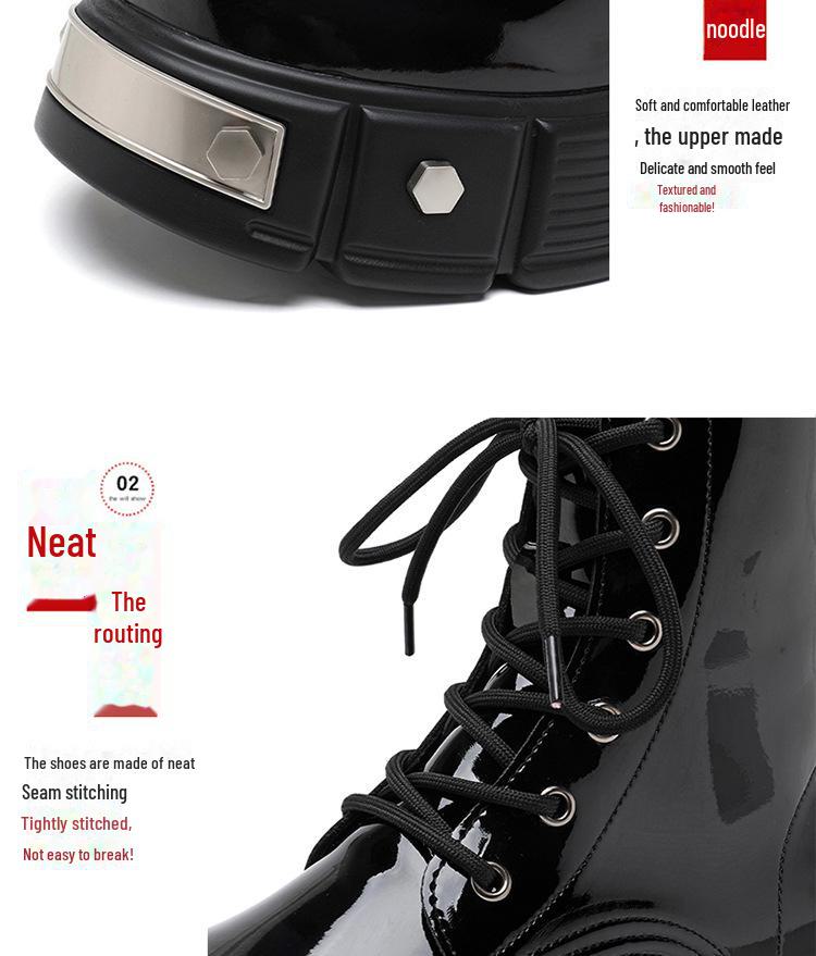 2024 Spring Patent Leather Martin Boots - Men's All-Match, Trendy British Style Work Shoes (33988-R)