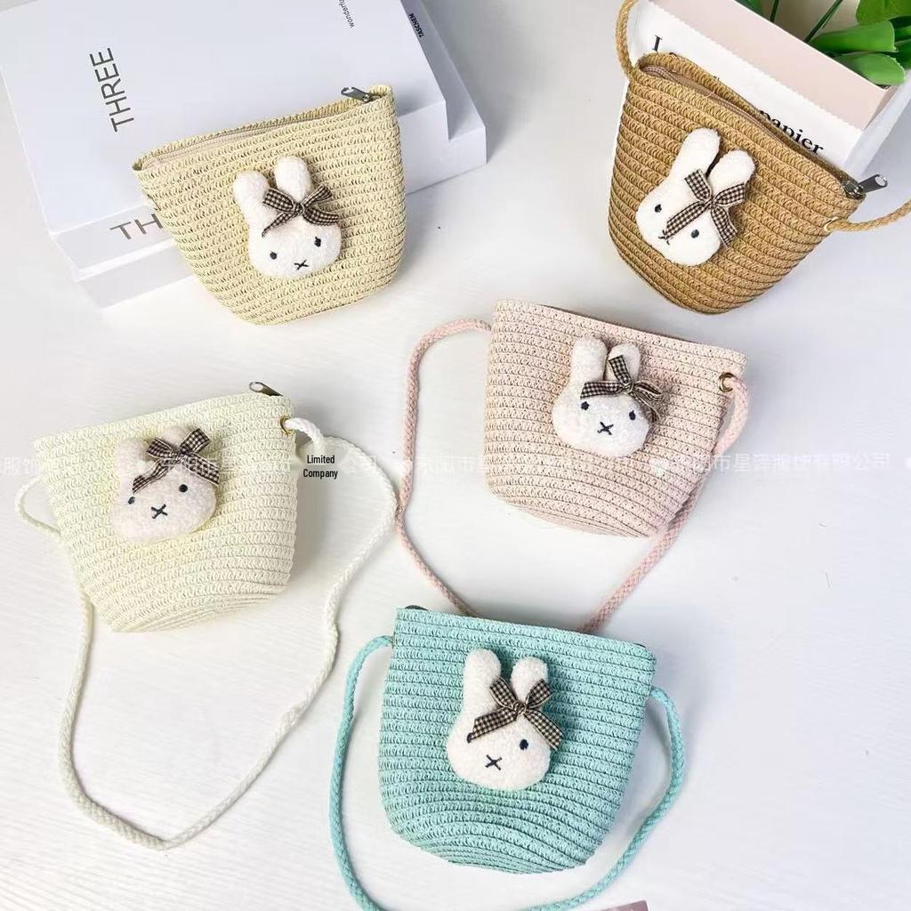 Adorável Bolsa de Palha 2025: Bolsa Transversal de Verão Infantil para Férias à Beira-Mar