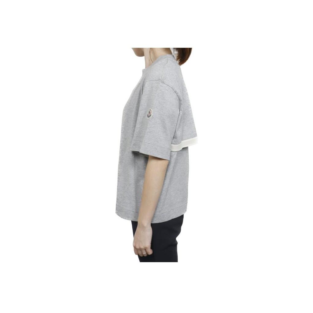 Moncler Logo Loose Fit Crew Neck T-Shirt Women Tops Gray 8C00035829HP984