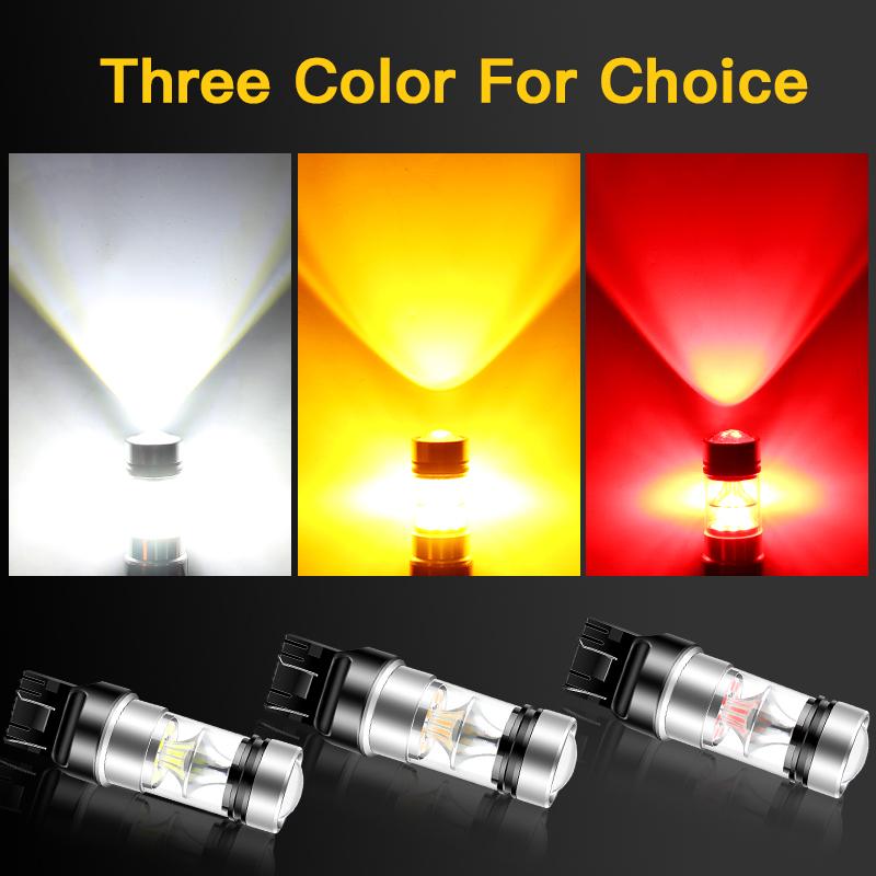 2PCS T20 7443 LED Turn Signal Light 7440 W21W Blub for Subaru Forester/XV Crosstrek/Legacy/Impreza/Outback, Yellow Lamp Canbus