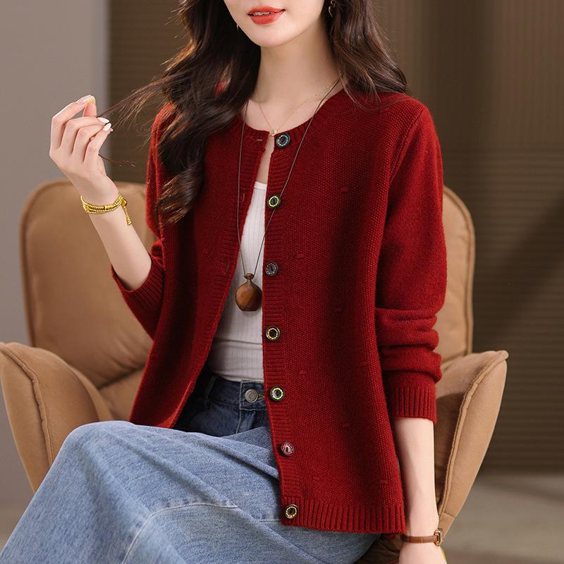 Plus Size Loose Slimming Sweater Coat - 2025 Autumn Fashionable Knitted Cardigan
