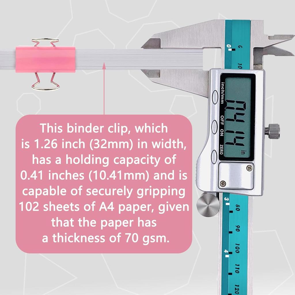 48 Pcs Medium Binder Clips, 1.25 Inch(32mm), Colored Binder Clips, Paper Clamps Medium Size for Office Supplies, 4 Vibrant Color