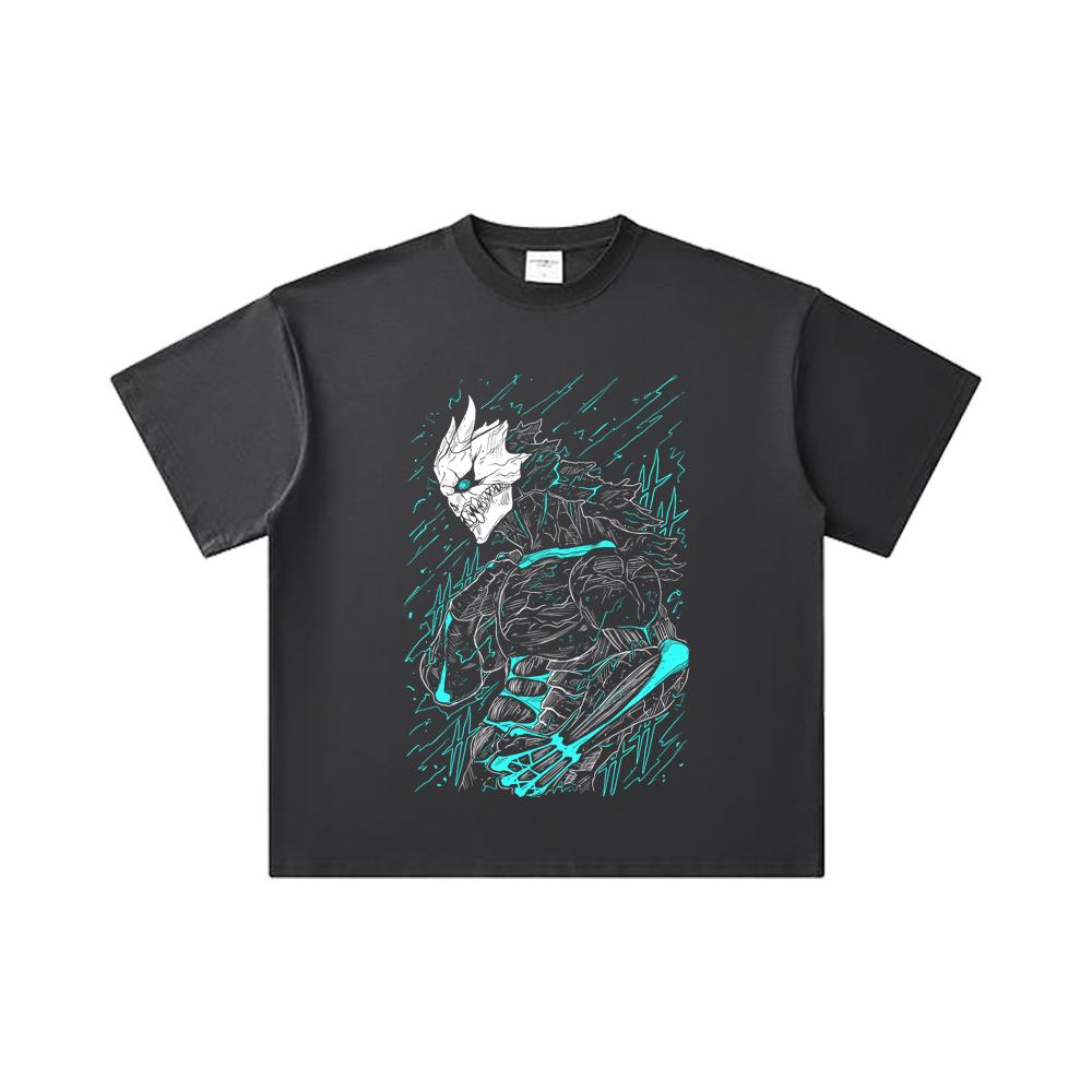 260 GSM Double Yarn 32 Count 100% Cotton Kaiju No 8 V8 Kafka Print Unisex Heavy Cotton T Shirt