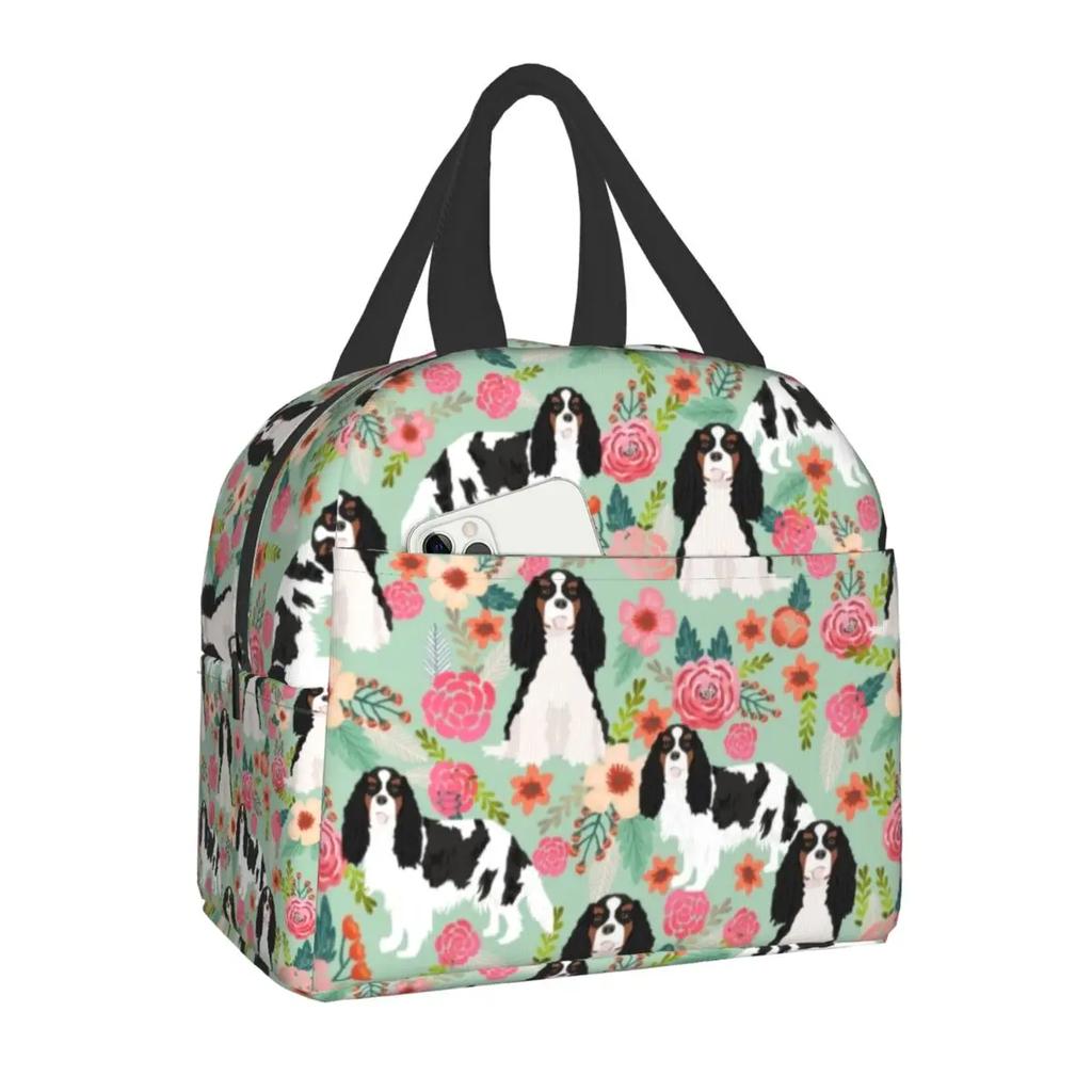 Dog Cavalier King Charles Spaniel Insulated Lunch Bag Resuable Cooler Thermal Lunch Box for Women Kid Picnic Travel