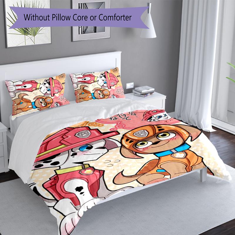 3pcs Paw Patrol characters pattern bedding set duvet cover set includes duvet cover &pillowcases, perfect all season bedroom decoration & gift