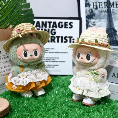 First and Second Generation, Labubu Clothing, LABUBU Decoration, Empty Top Straw Hat Set, Pendant, LABUBU Decoration, Summer Vacation Style