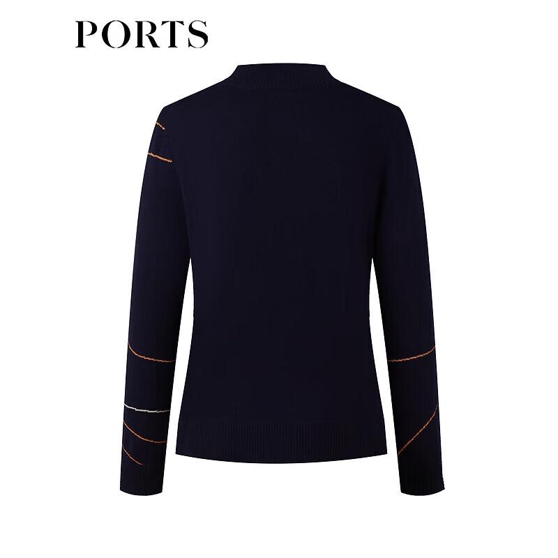 Ports Women's Striped Wool Blend Half-High Collar Sweater