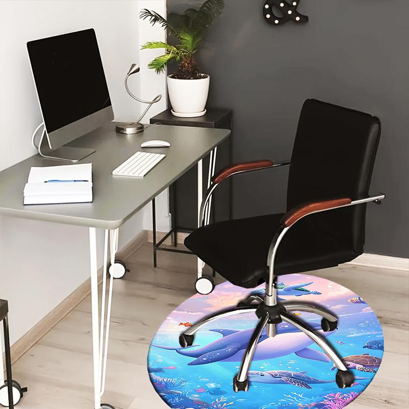 1PC Whale Turtle Non-Slip Floor Round carpet, Office, family, bedroom, Large Area Rug Indoor Rugs,  Durable Polyester-Z0418