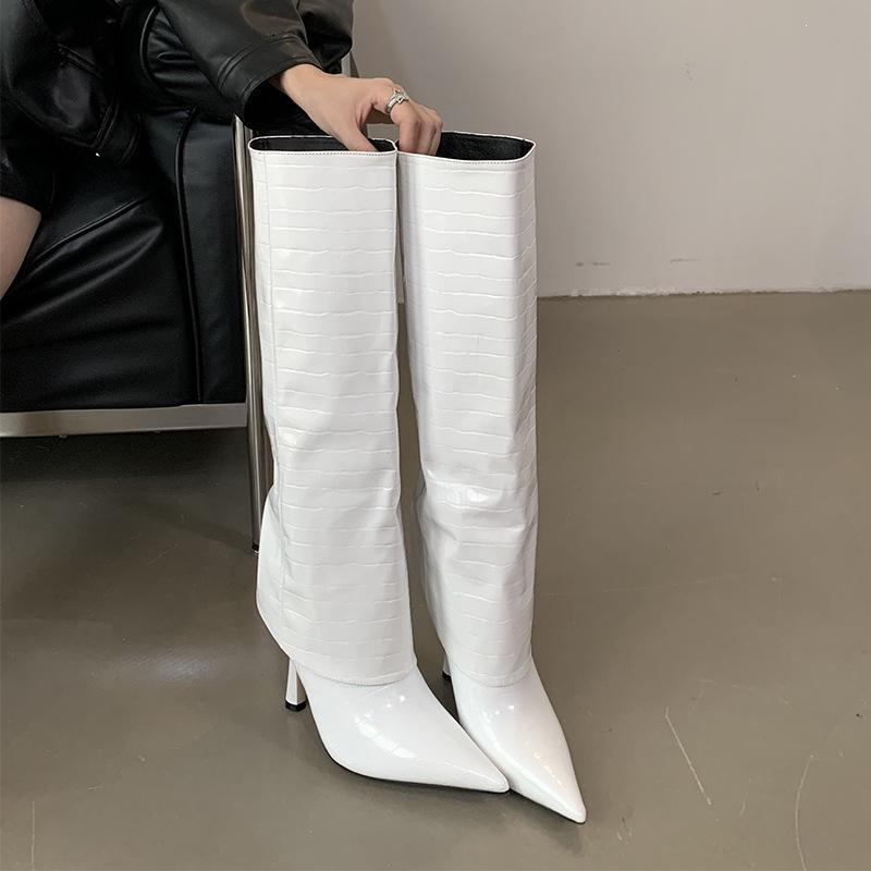 Mi Ting pointed thin heel fashionable high boots autumn and winter but knee high heel thin knight long boots trouser boots