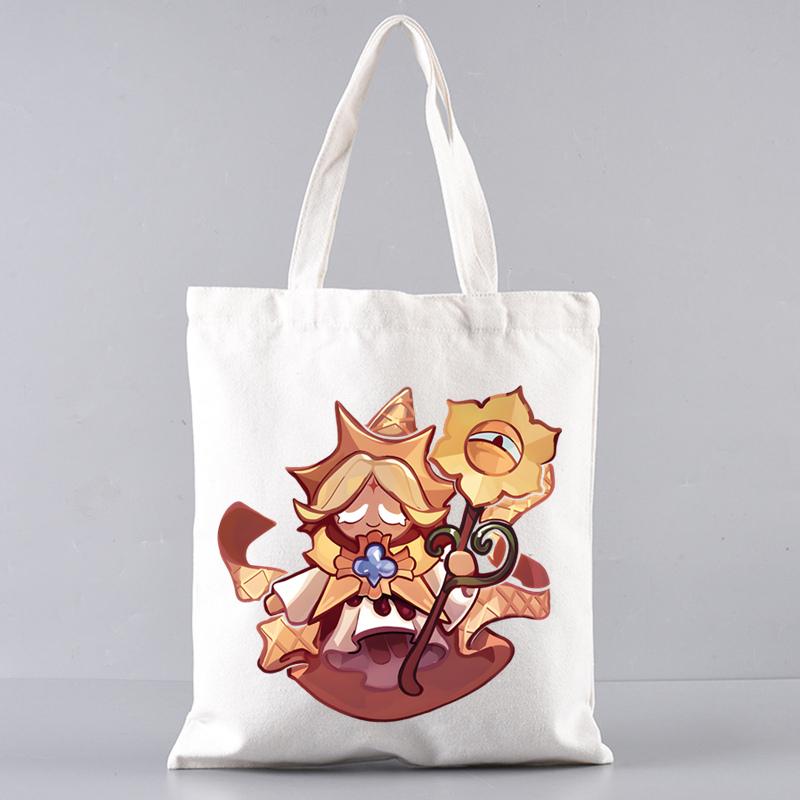 Shadow Milk Cookie Run Kingdom Pure Vanilla Cookie Women Canvas Tote Bags Handbags Shoulder Bags Shopping Handbag