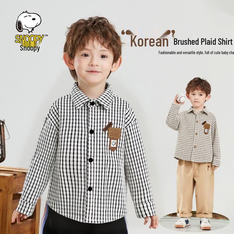 Snoopy Kids  Spring Casual Plaid Shirt Jacket 150