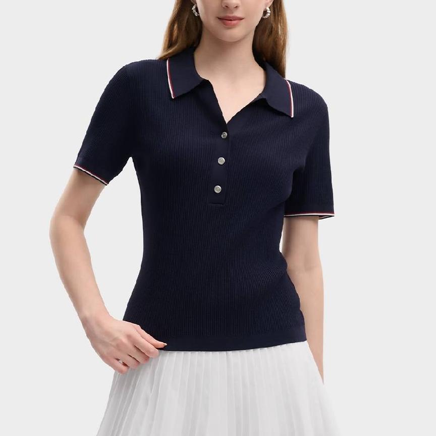 Fila Heritage Casual Slim Fit Short Sleeve Knit Top Women Tops F11W638410F-DB