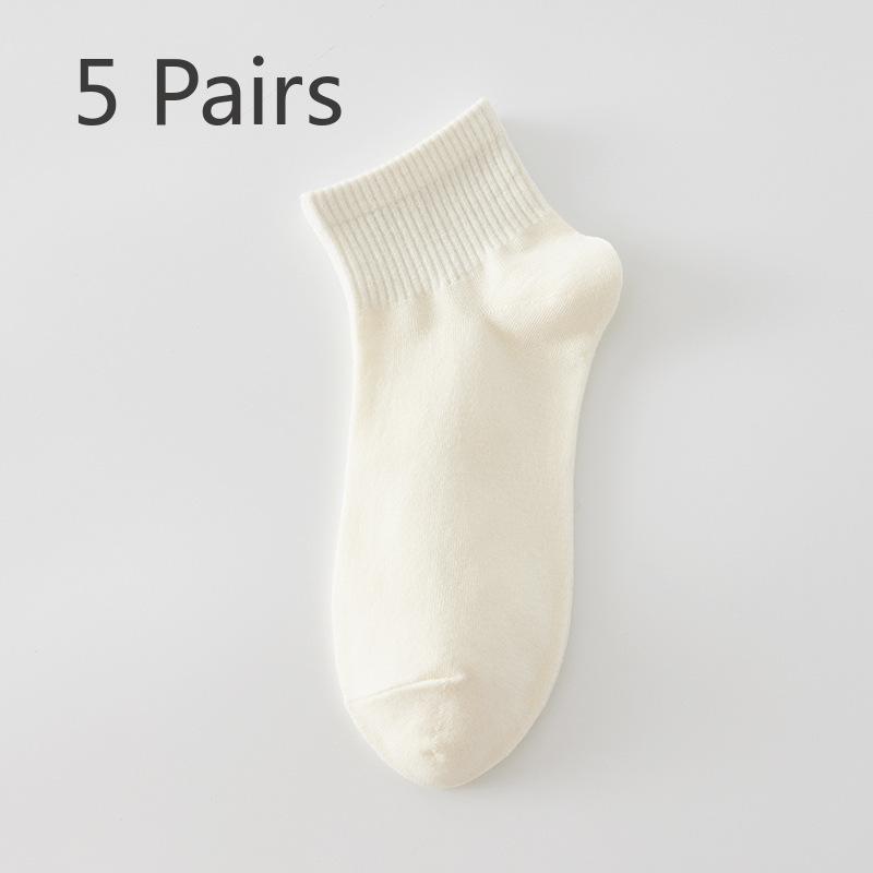 5 Pairs Pairs Women's Mid-short Socks Summer Wicking Women's Spring and Summer Low-top Mid-short Socks