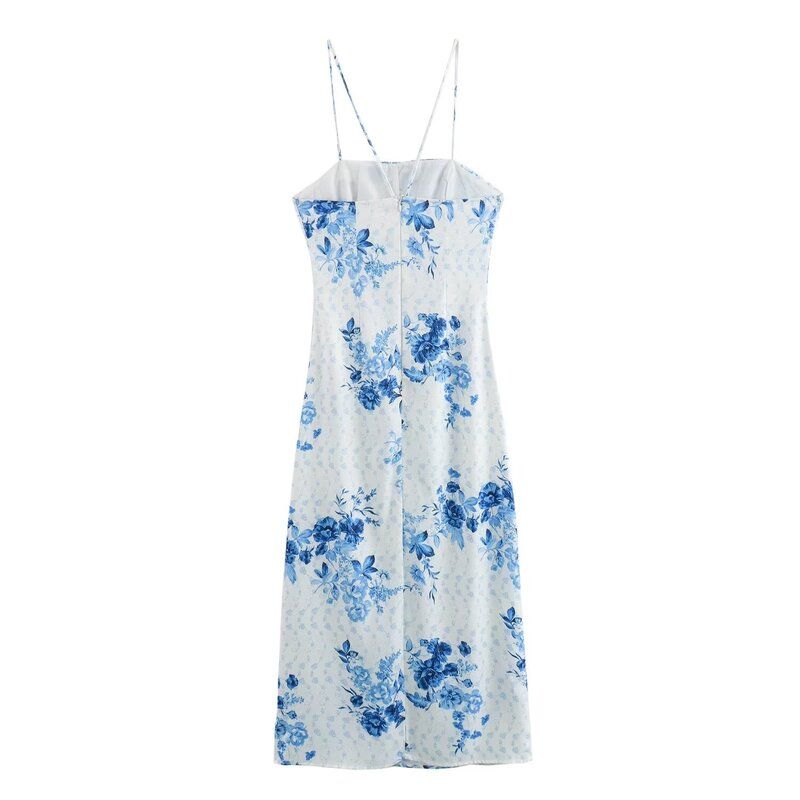 Fashion Style 2024 Summer New Arrival Women's Strap Flower Print Intimates Style Mid Length Long Length Dress 2492005