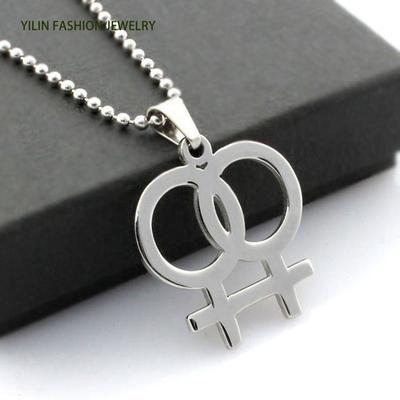 Pendant Lesbian Icon Gender Hollow Bead Chain Necklace