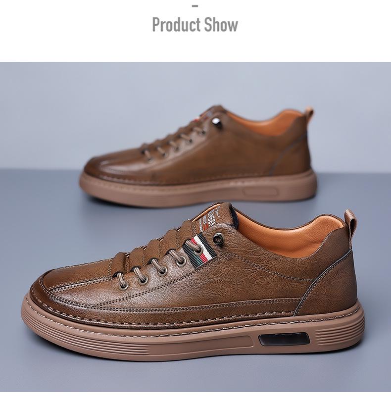 2025 Spring/Autumn Men's Genuine Leather Sneakers - Versatile, Breathable, and Soft Sole Casual Shoes