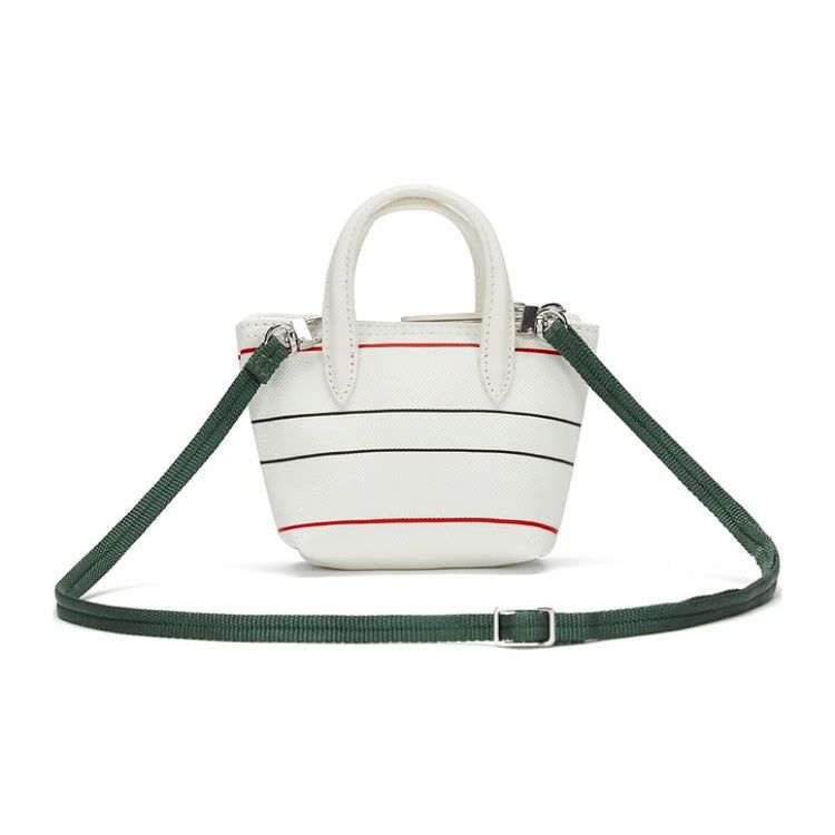 Lacoste Mode Lässig Reißverschluss PVC Umhängetasche Crossbody Tasche Tragetasche Mini Damen Taschen Off-White NF4386SJ-998