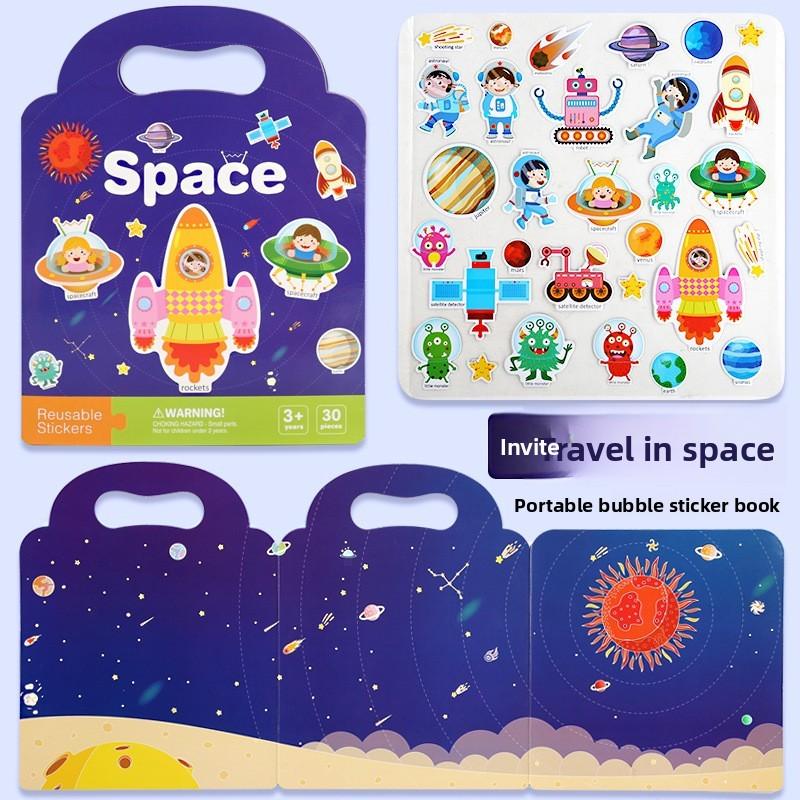 Developmental Kids Sticker Book Reusable Paper Bubble Stickers Creative Play