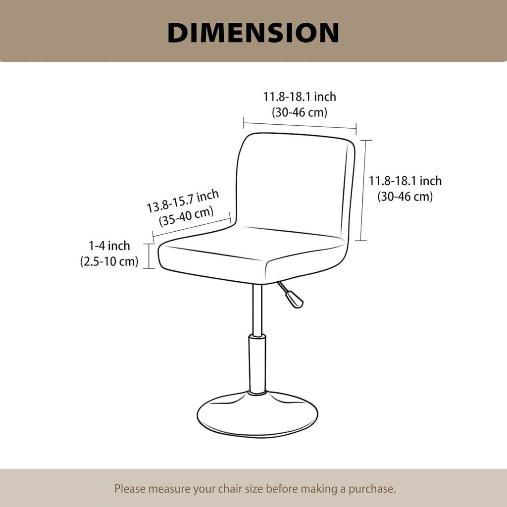 Gollense Stretch Bar Stool Covers with Backs, 4 Pack Waterproof PU Leather Pub Counter Dining Chair Covers, Square Swivel Barstool Seat Slipcover