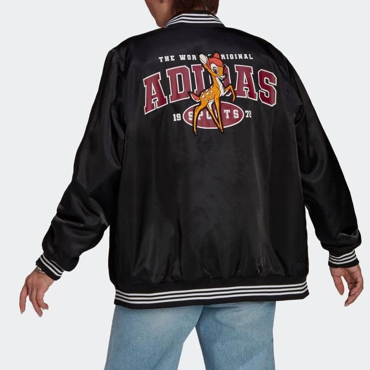 adidas Originals X Disney Bambi Pattern Warm Baseball Cotton Jacket Women Jacket Black HE6867