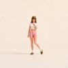 1/64 Scale Female Figurine Long Hair Casual Pose Woman Raised Hand Freestanding Collectible