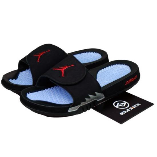 Jordan Hydro 5 Retro Black/Fire Red-Silver 555501-061 Men's Size