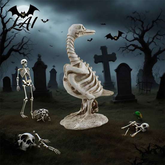 Festival Window Ornaments Skeleton Animal Statue Spooky Deer Cat Duck Figurine Resin Horror Theme Party Decor Ornament for Halloween Table