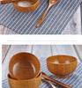 Handmade Japanese-Style Solid Wood Bowl Set for Family and Children - Large, Lacquered, Retro Design, Thickened for Rice and More