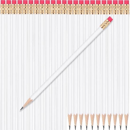 24 Pcs Round Pencils with Eraser HB Cute Pencils Bulk for School Graphite Wood Color Unsharpened Pencil for Drawing Sketching Wedding School Teacher