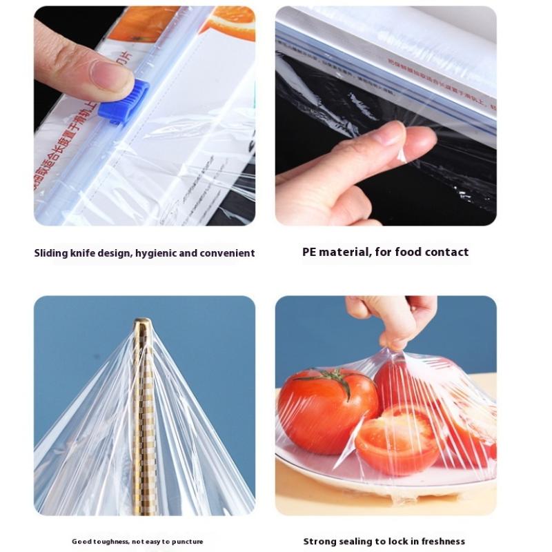 30M/Roll Cutting Box Plastic Wrap Home Box Sliding Knife Plastic Wrap Food Grade Home Cutter Kitchen